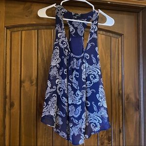 Blue and White Racerback Top